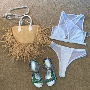 White Mesh Bikini Set